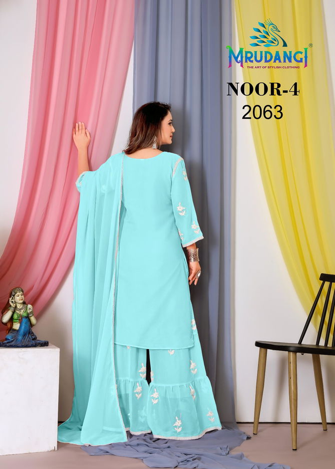 Noor 4 By Mrudangi Georgette With Cotton Readymade Sharara Suits Wholesale Market In Surat
